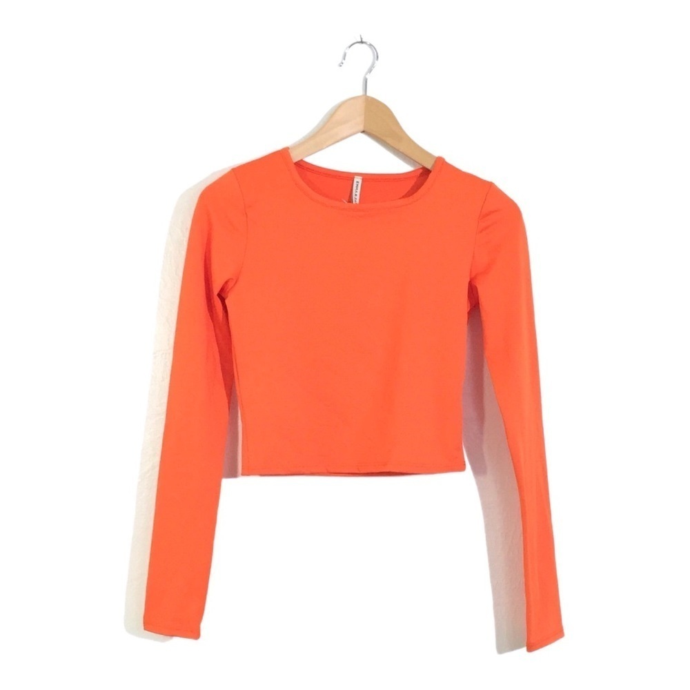 Emma & Sam Long Sleeve Bright Orange Fitted Halloween Fall Top